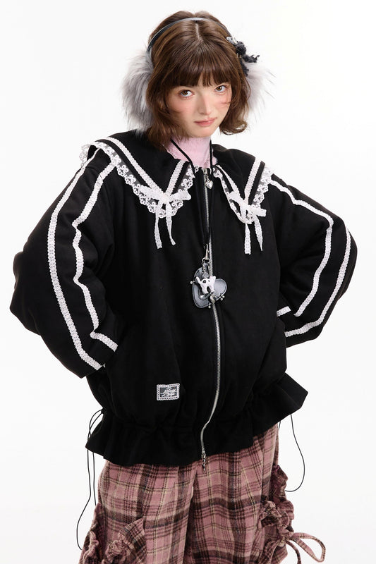 American Vintage Lace Splicing Cotton Jacket