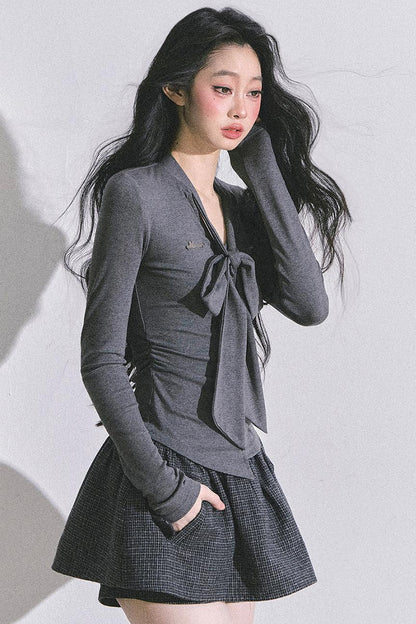 Minimalist Korean V-Neck Slim T-Shirt