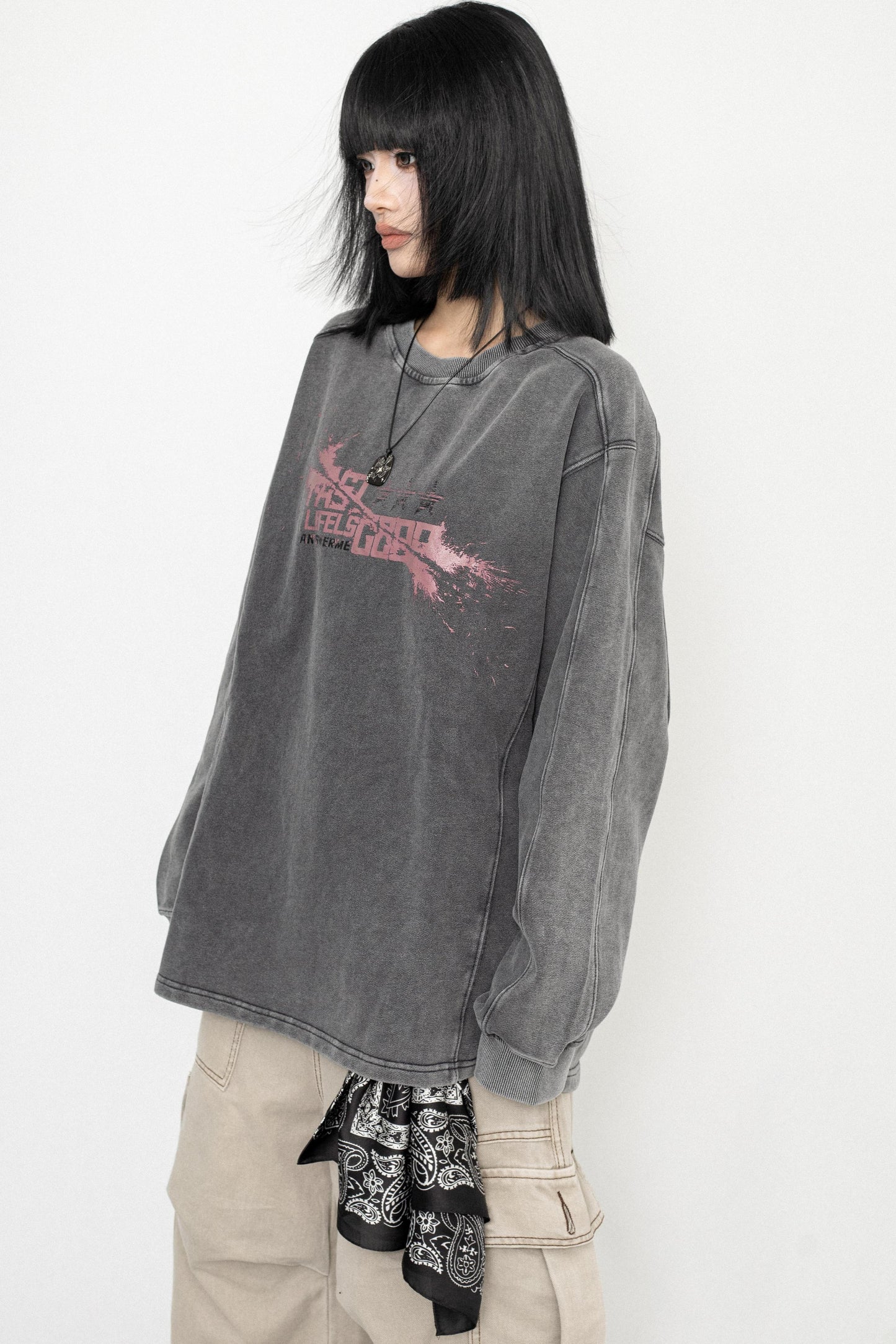 Vintage Wash Oversized Long Sleeve Tee