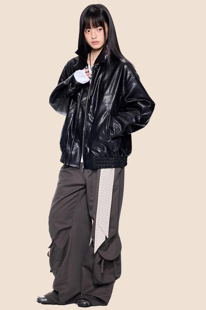 Pocket Pleated Wide-Leg Pants