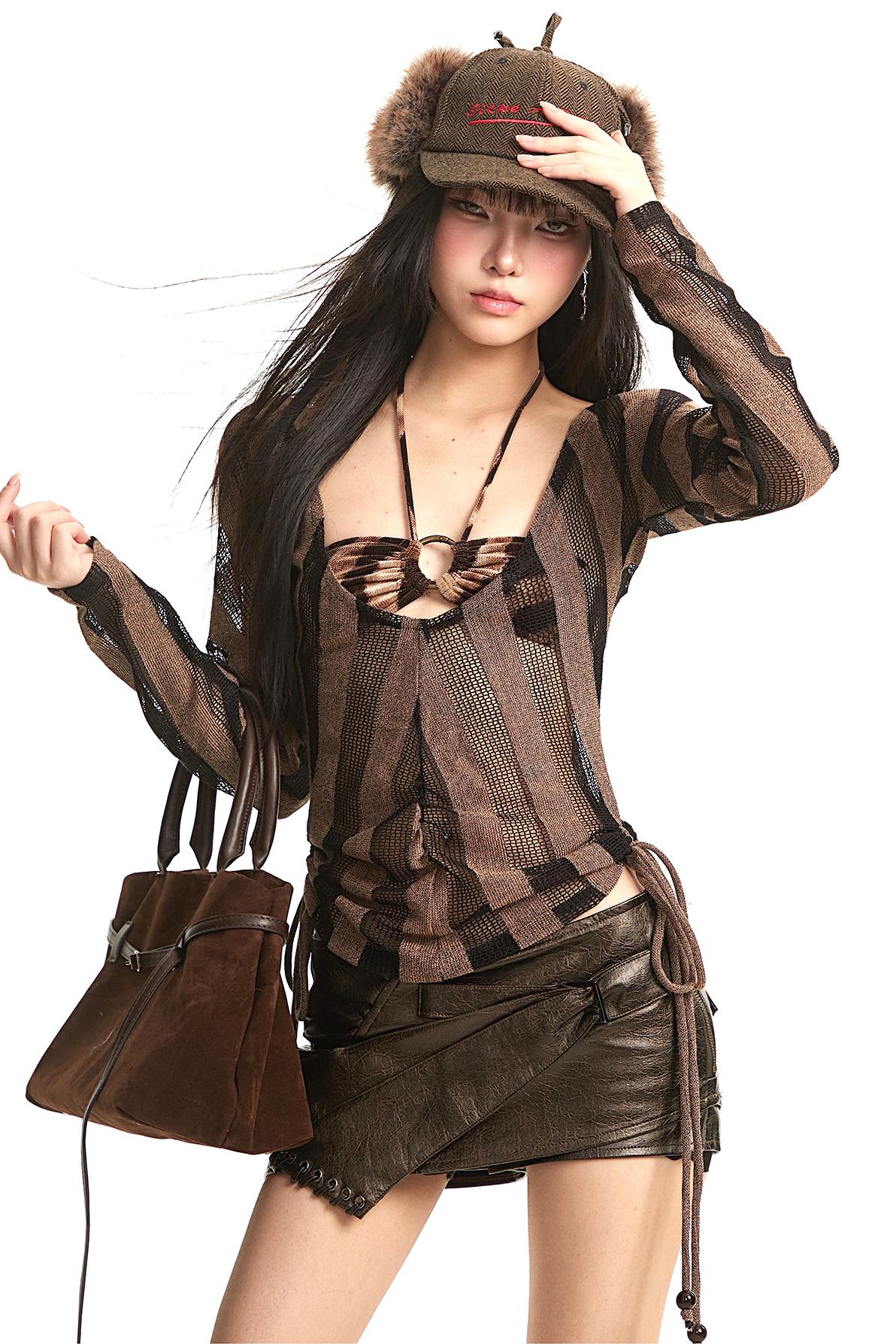 Wasteland Striped Mesh Cover-Up