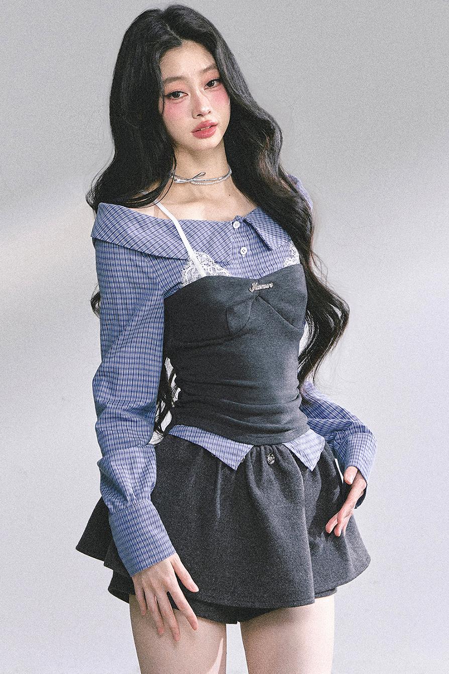 Oran Plaid Lace T-Shirt