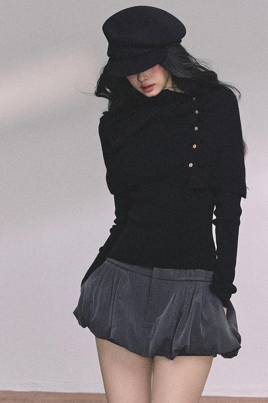 Korean Knit T-Shirt Shawl Set