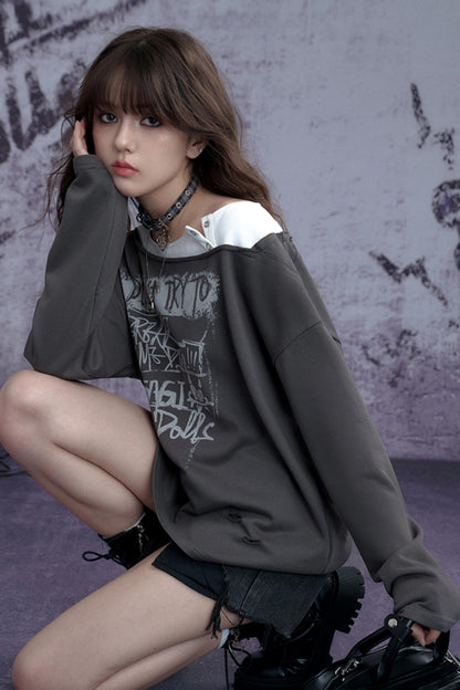 Vintage Punk Layered Sweatshirt