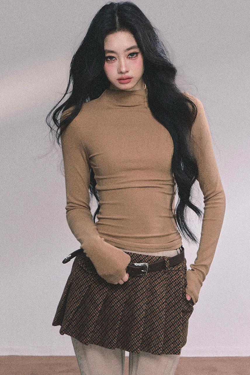 Semi-High-Neck Long-Sleeved Autumn Inner T-Shirt Top