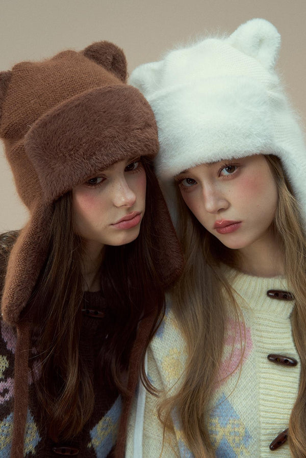 Plush Rabbit Fur Winter Hat