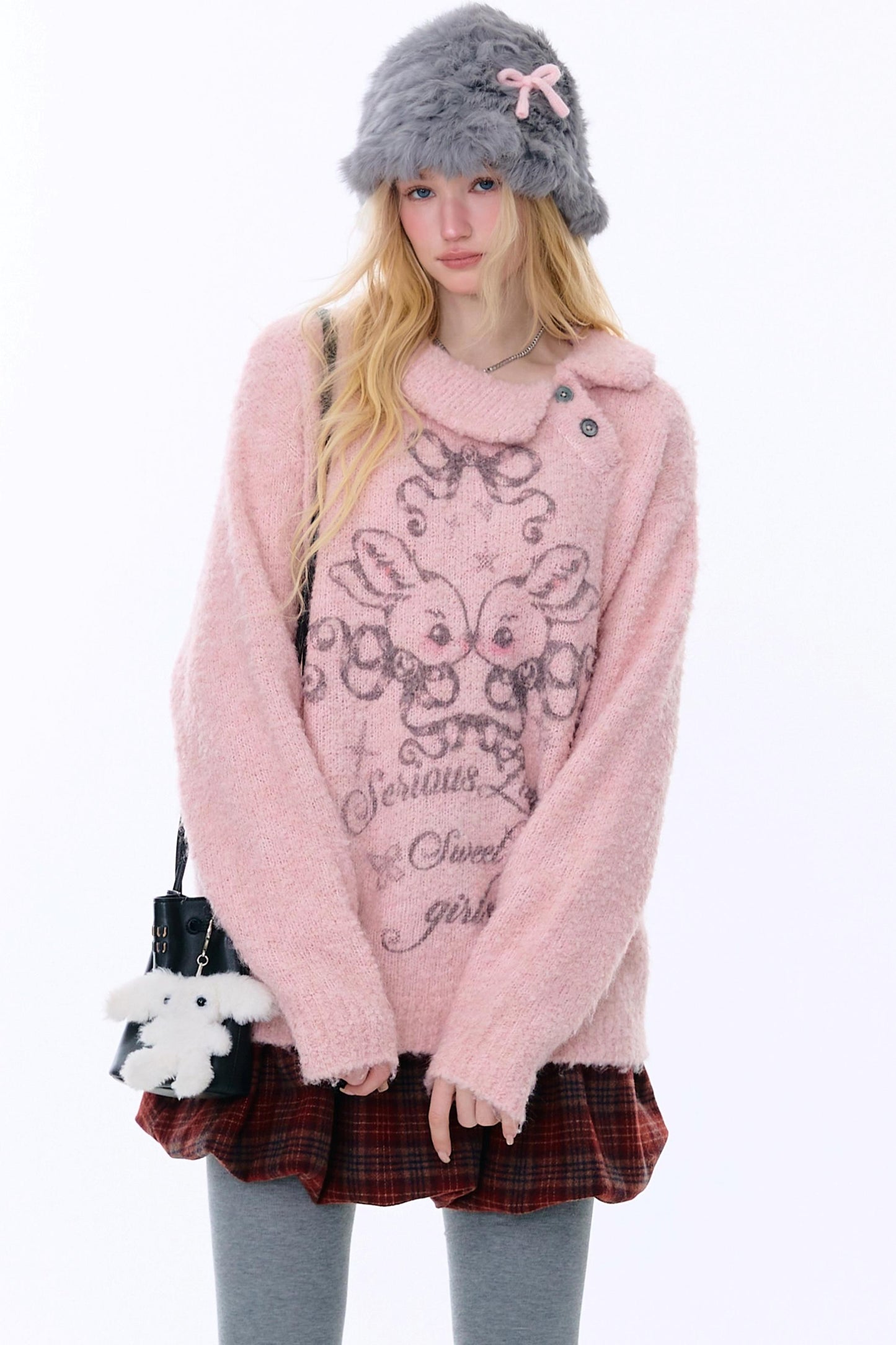 Retro Pink Irregular Sweater