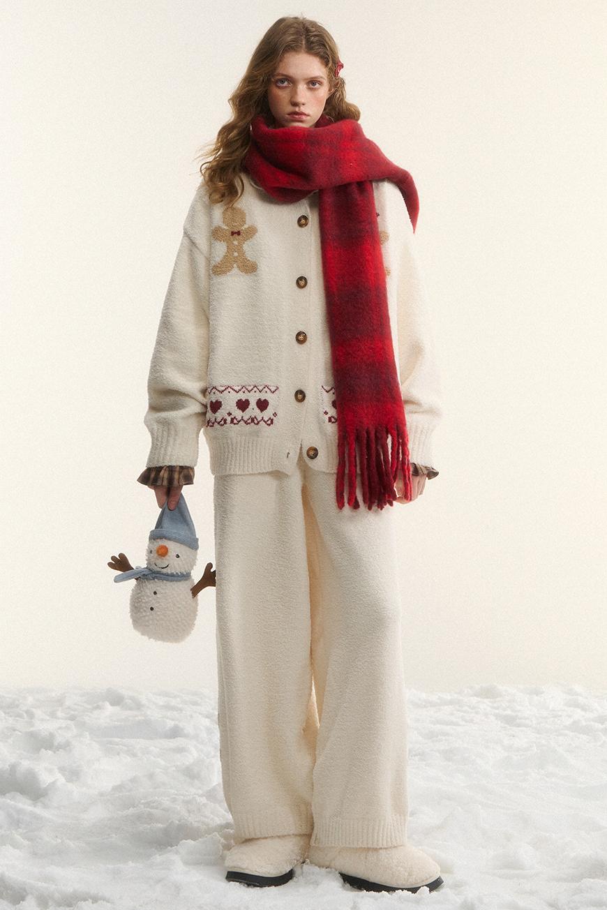 Asgony Vintage Wool Blend Red Plaid Scarf