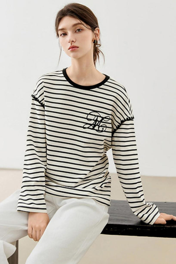 Lässiges gestreiftes T-Shirt 