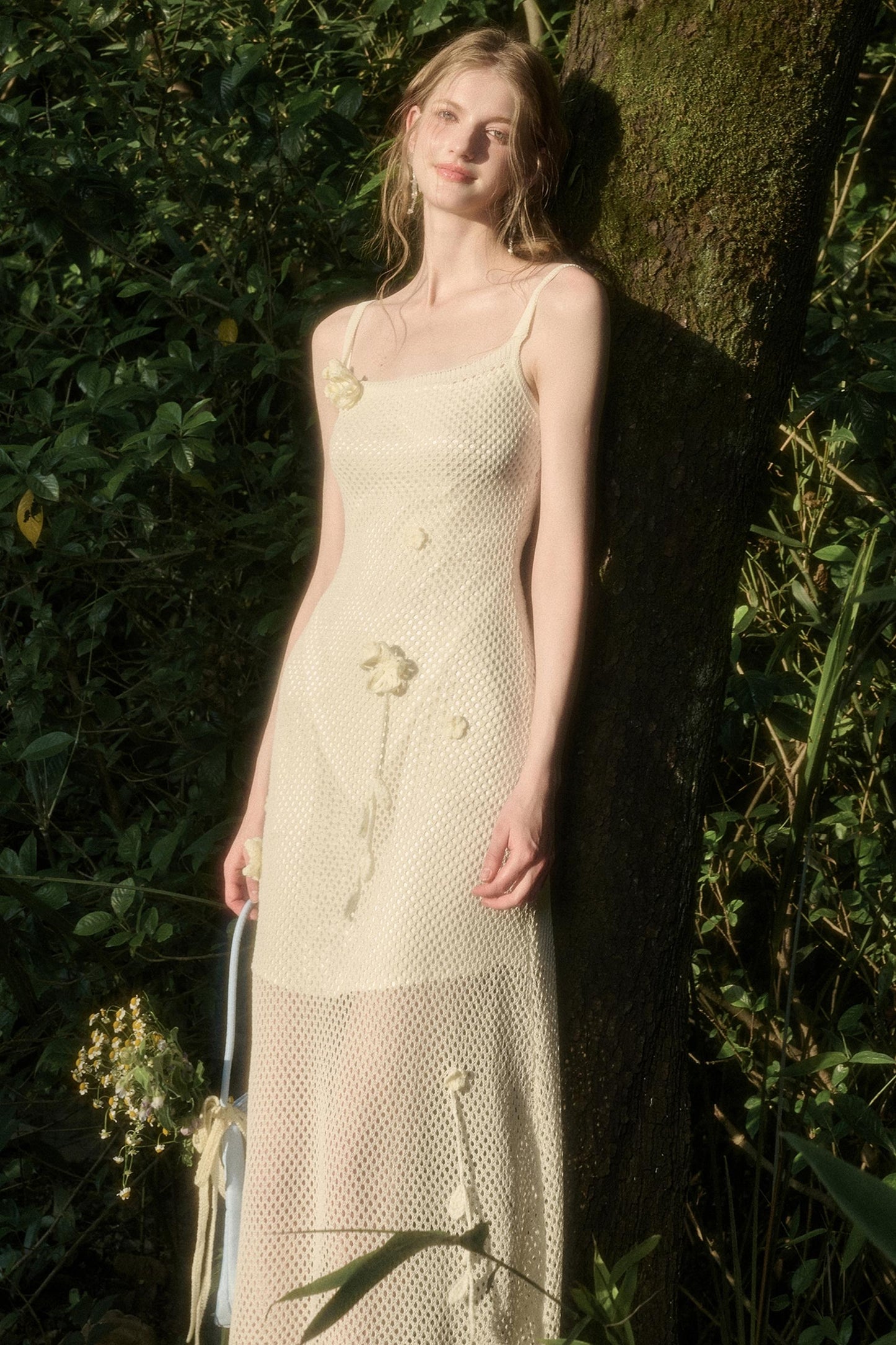 White Floral Knit Dress