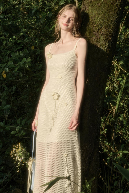 White Floral Knit Dress