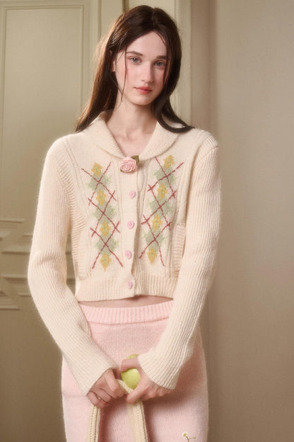 Galaxy Wool Knit Pinkish Skirt Set-Up