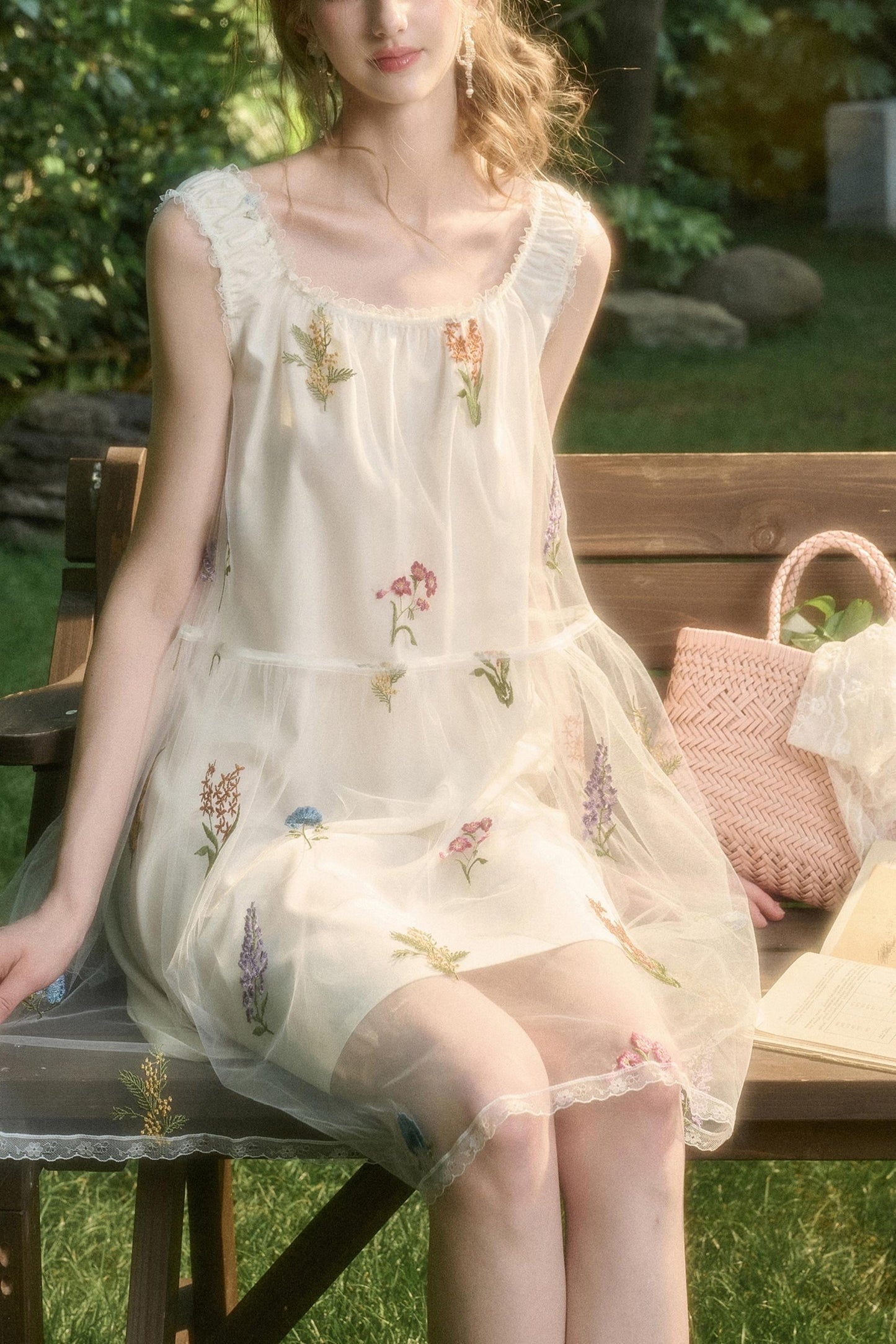 Light Sheer Floral Suspender Dress