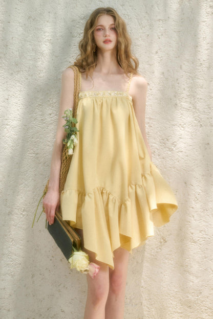 Lemon Breeze Halter Dress