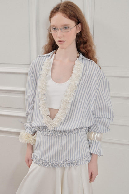 Striped Lace Half-Skirt