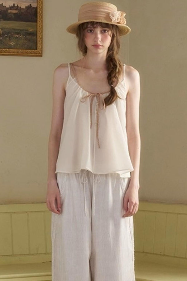 White Lace-up Camisole Set