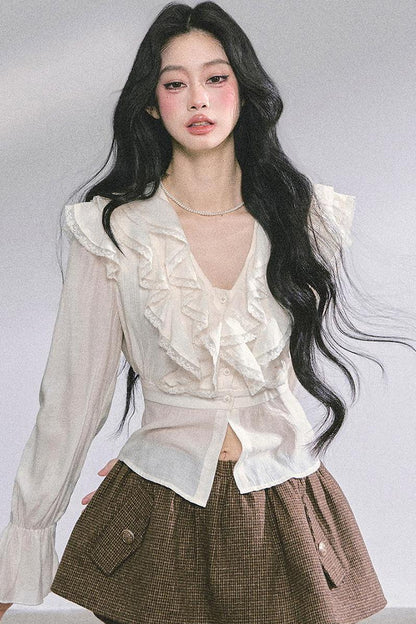 Slimming V-Neck Lace Top