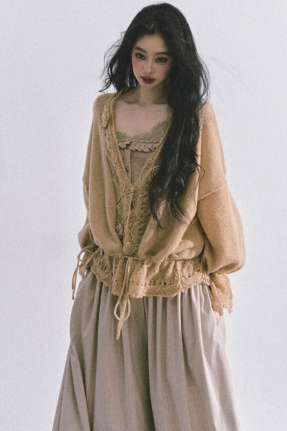 French Knitted Cardigan Sweater Jacket Set-Up