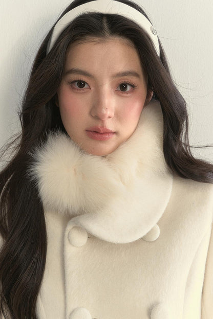 Gentle Lady Double-Breasted Mid-Length Coat Set-Up