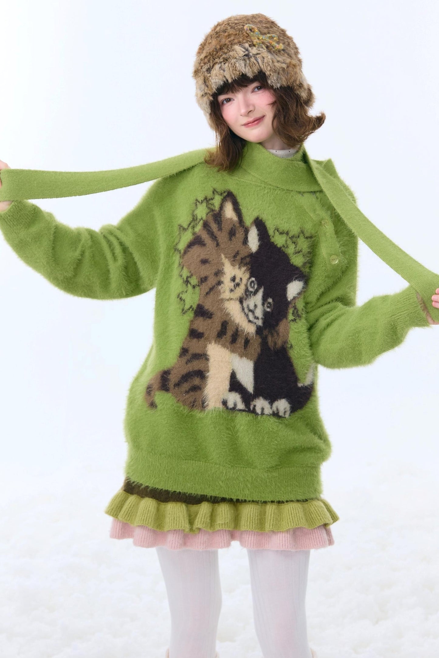 Retro Cat Pattern Sweater