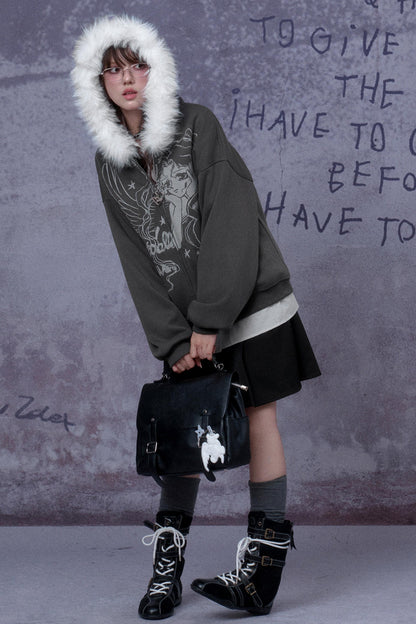 Angel Manga Print Fleece Jacket