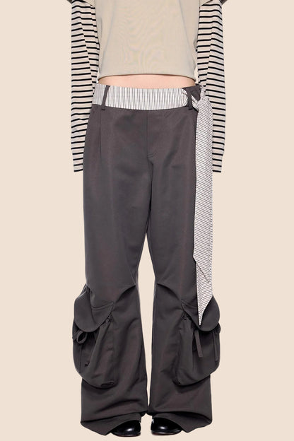 Pocket Pleated Wide-Leg Pants