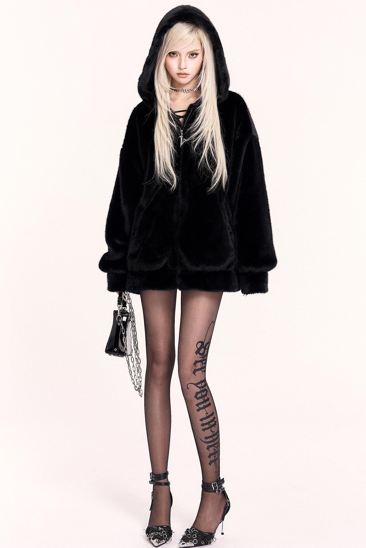 Dark Gothic Letters Slimming Pantyhose Sock