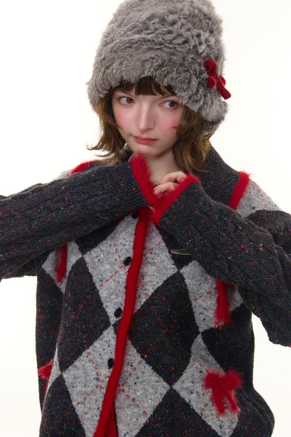 Retro Preppy Quilted Cardigan