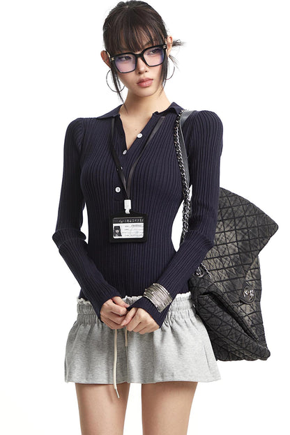 Retro Light Gray Knitted Top