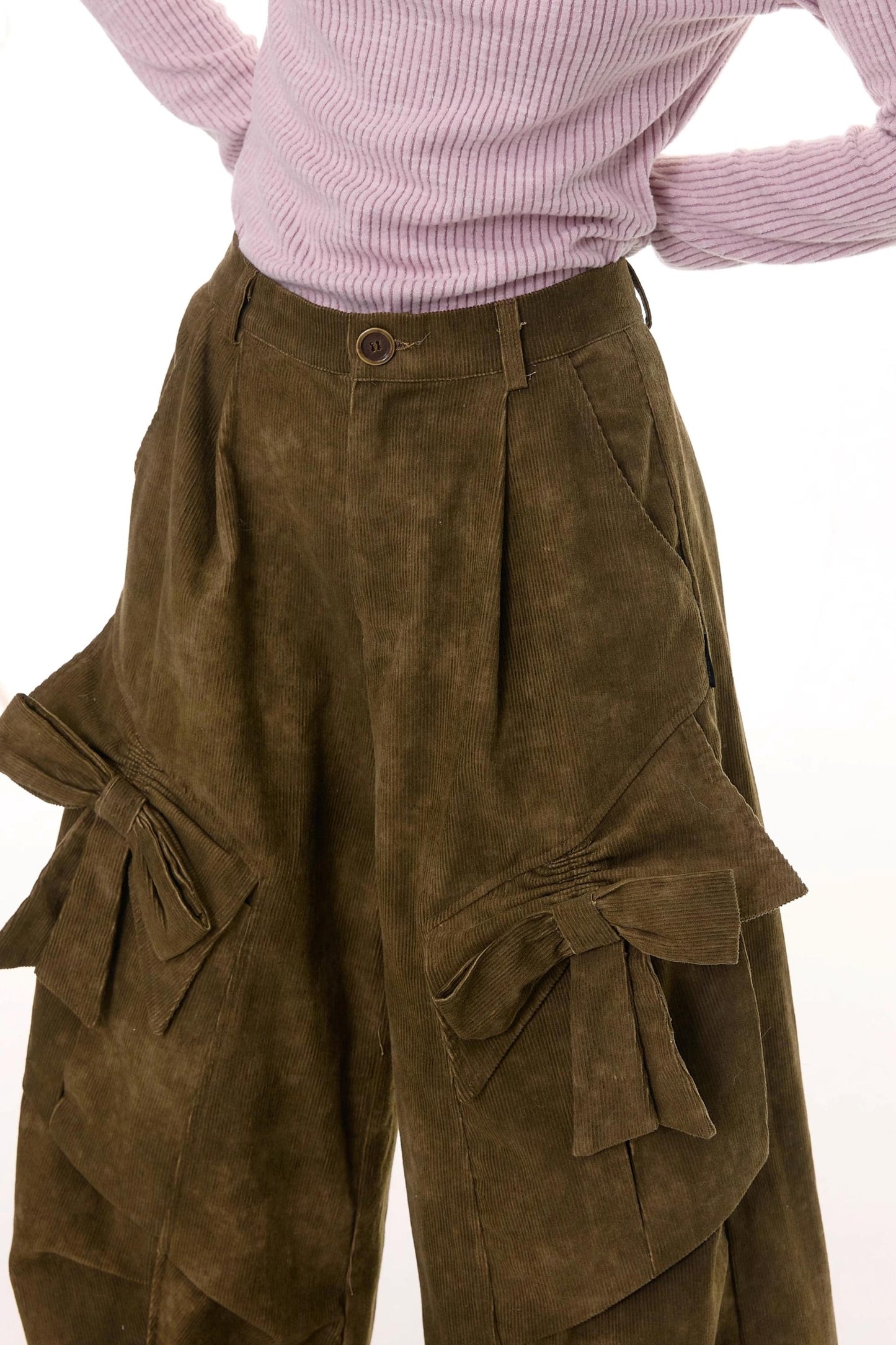 Autumn Retro Bow High Waist Slimming Trousers