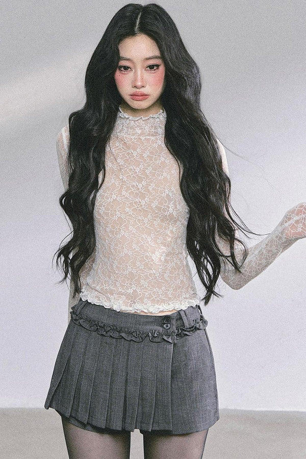 French Pleated Short Skirt Set-Up