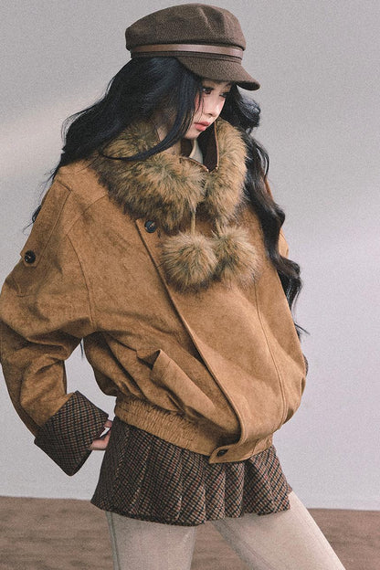 Hazelnut Velvet Jacket Skirt Set-Up