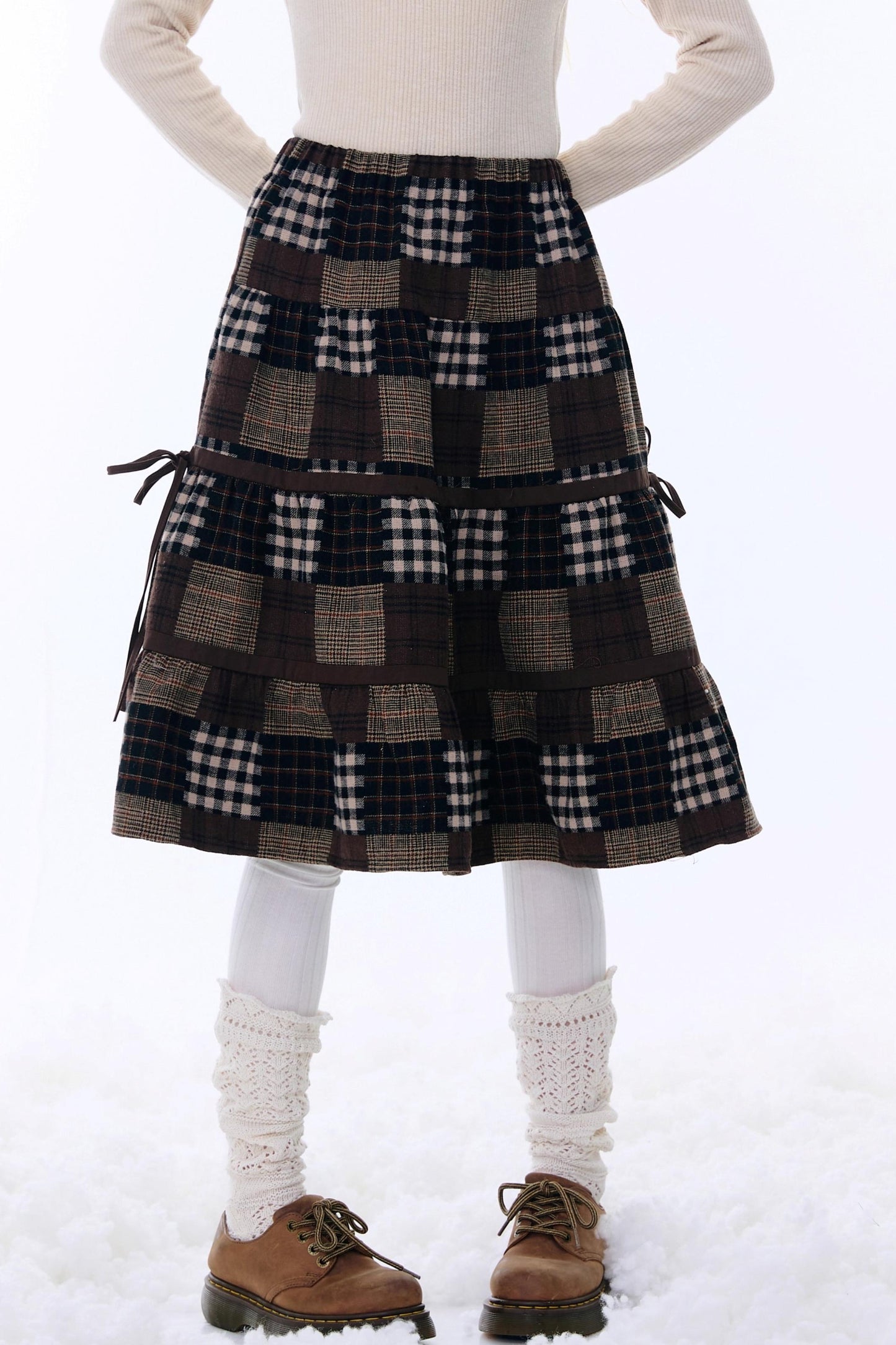 Dark Brown Plaid Skirt