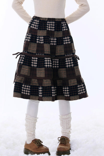 Dark Brown Plaid Skirt