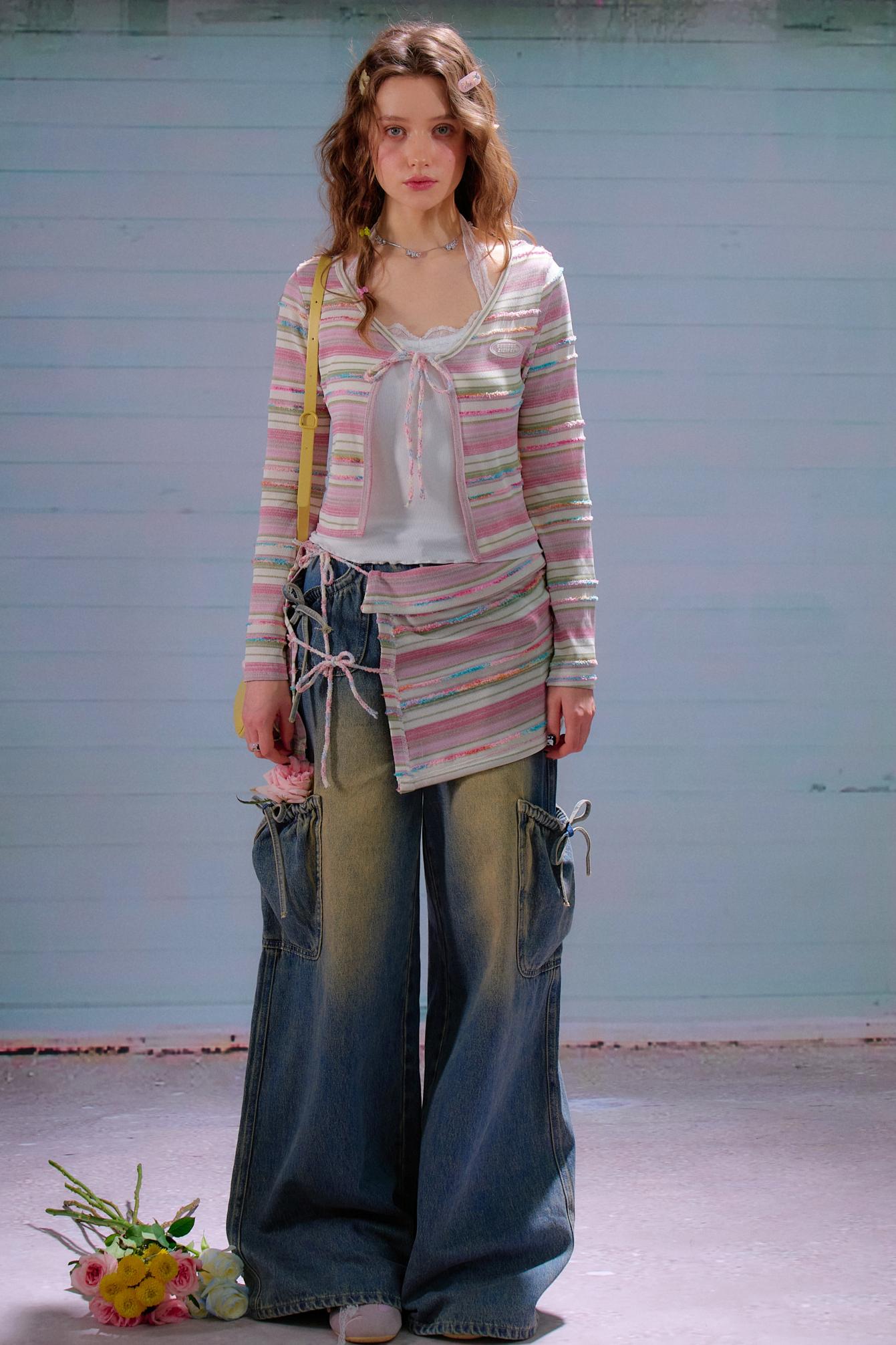 High-Waist Cargo Wide Pants