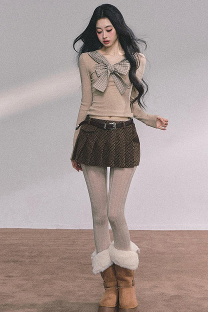 American Plaid Knitted T-Shirt