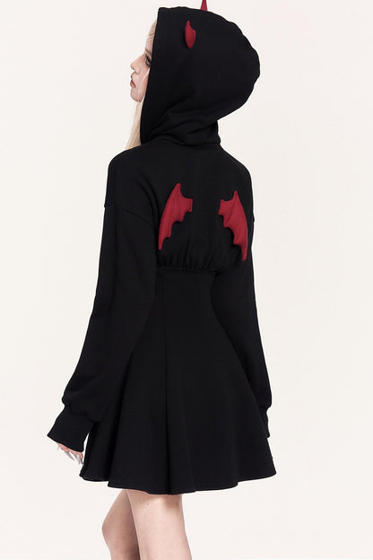 Dark Sweet Devil Hooded Dress Set-Up
