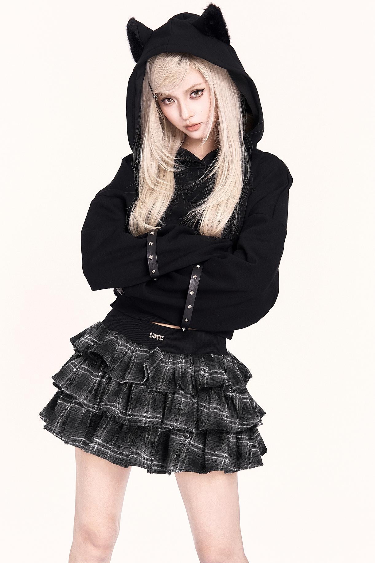 Black Cat Plush Hoodie