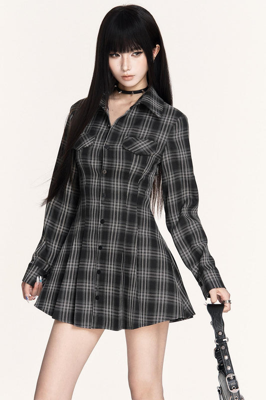 Dark Plaid Long Dress