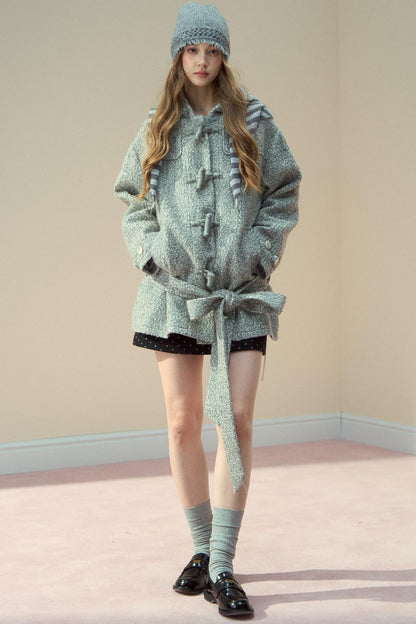 Light Gray Wool Horn Buckle Jacket