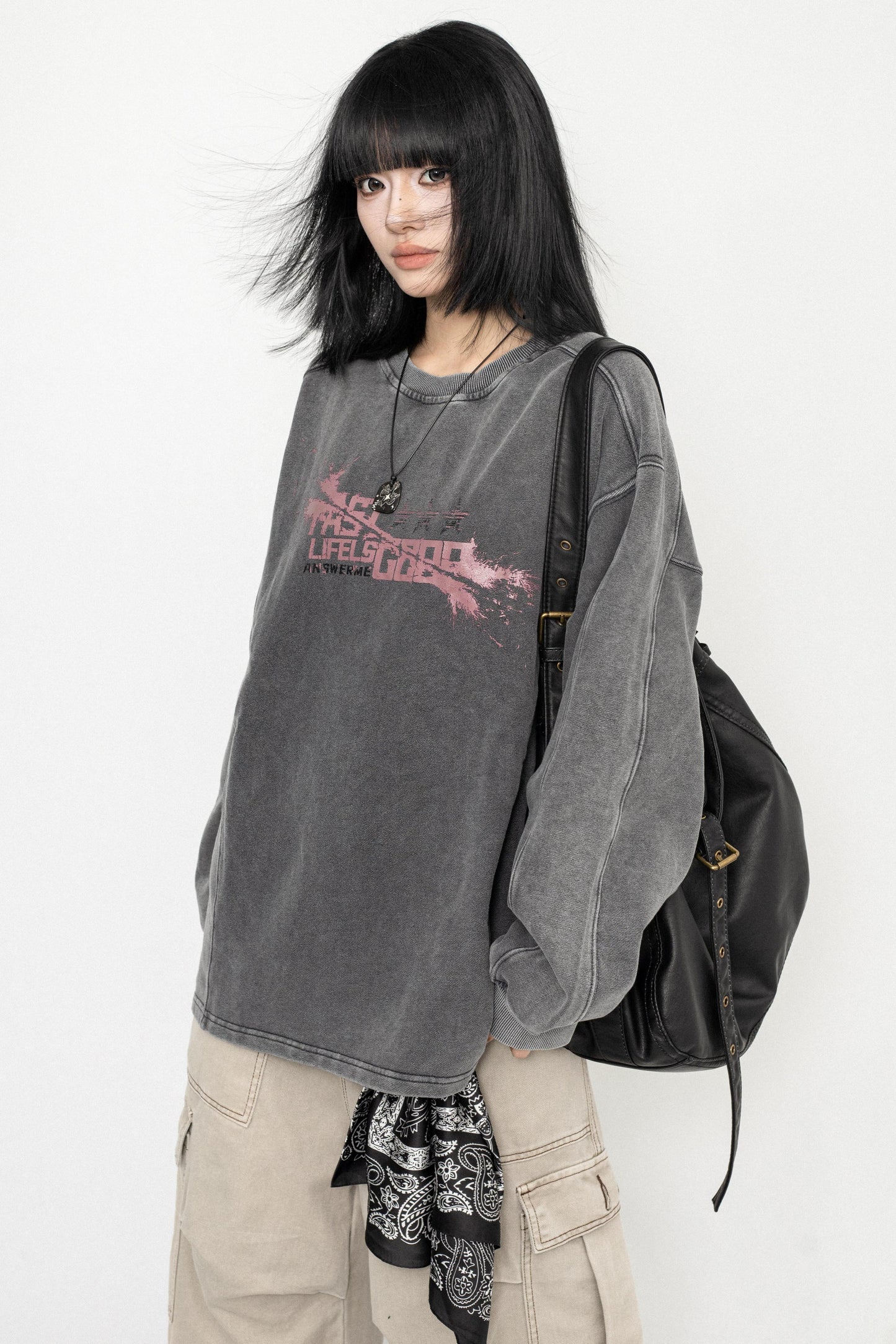Vintage Wash Oversized Long Sleeve Tee