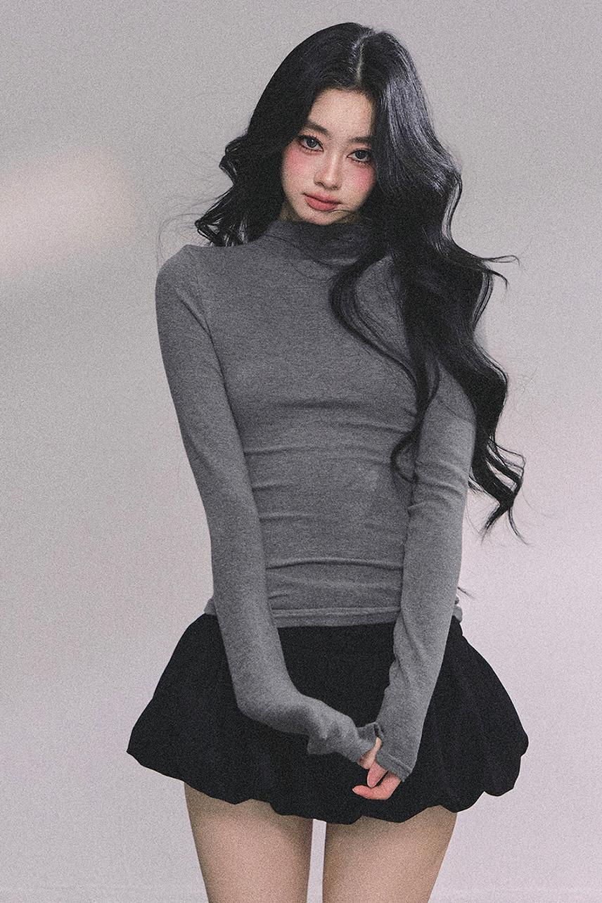 Semi-High-Neck Long-Sleeved Autumn Inner T-Shirt Top