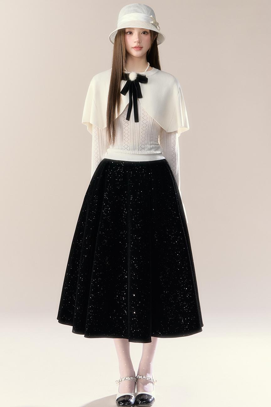 Starry Night Velvet Long Skirt