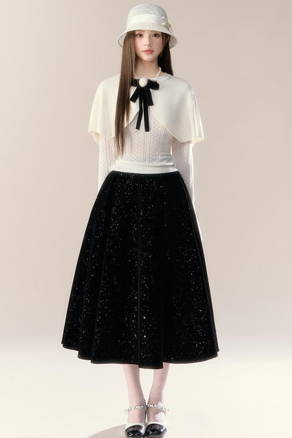 Starry Night Velvet Long Skirt