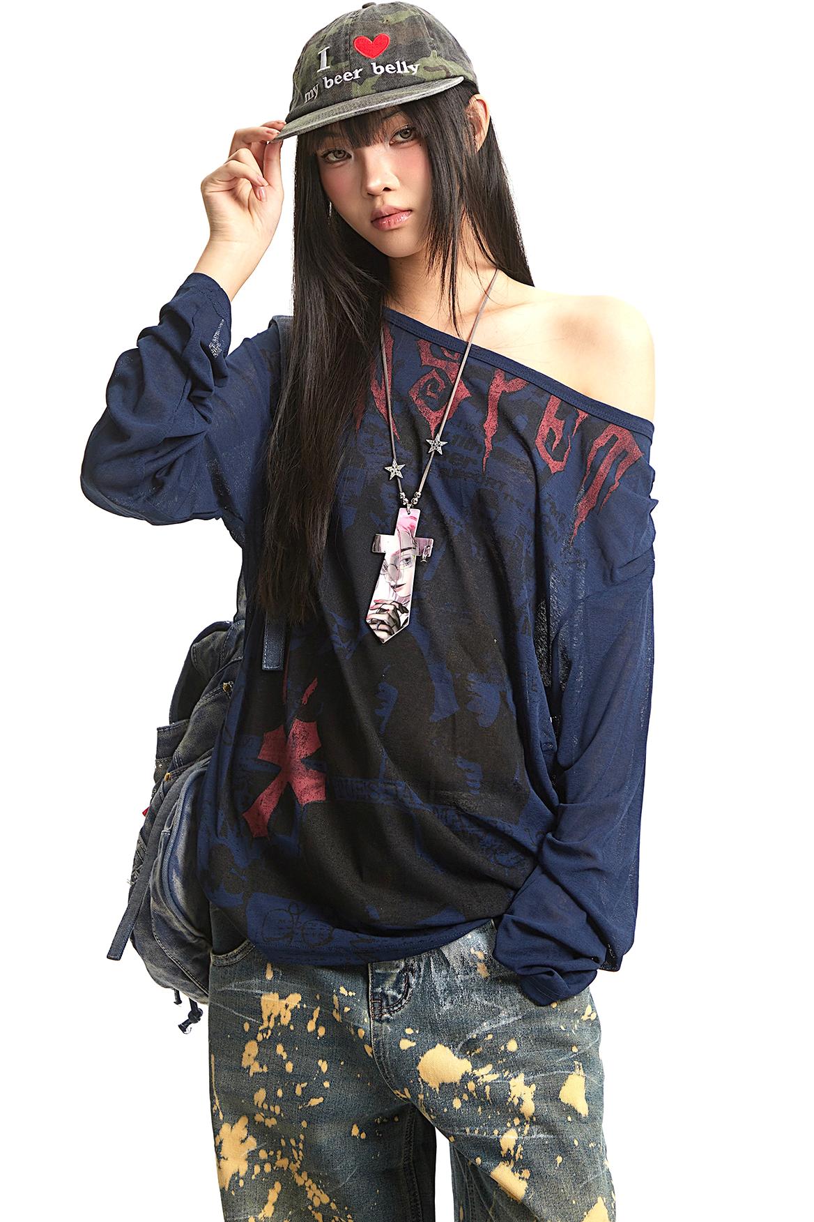 Retro Off-Shoulder Blouse