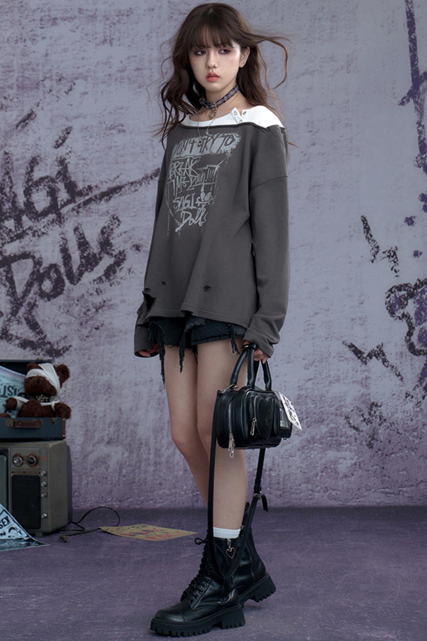 Vintage Punk Layered Sweatshirt