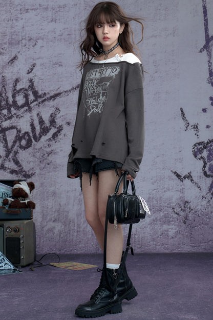 Vintage Punk Layered Sweatshirt