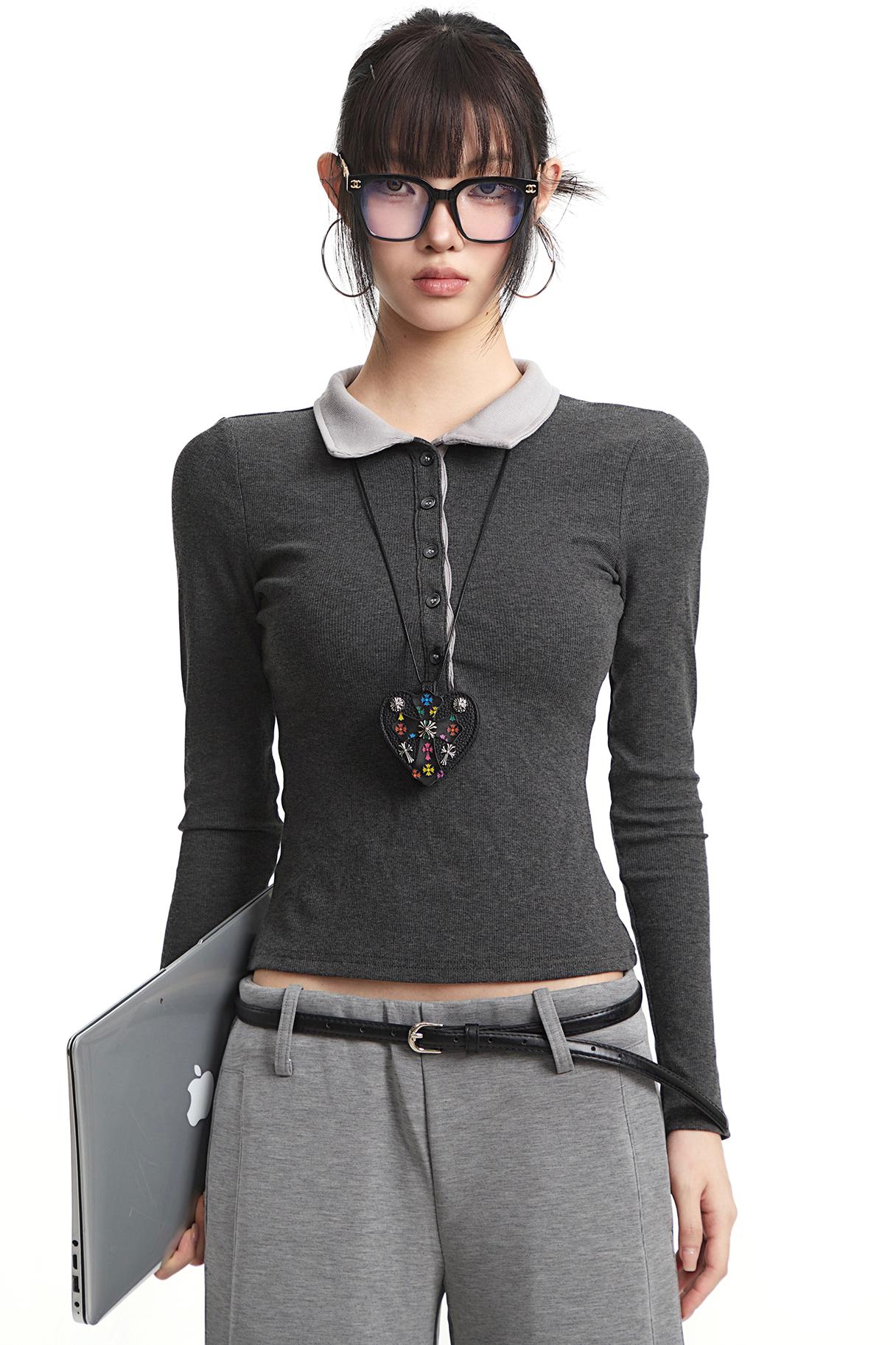 Dark Gray Polo Top