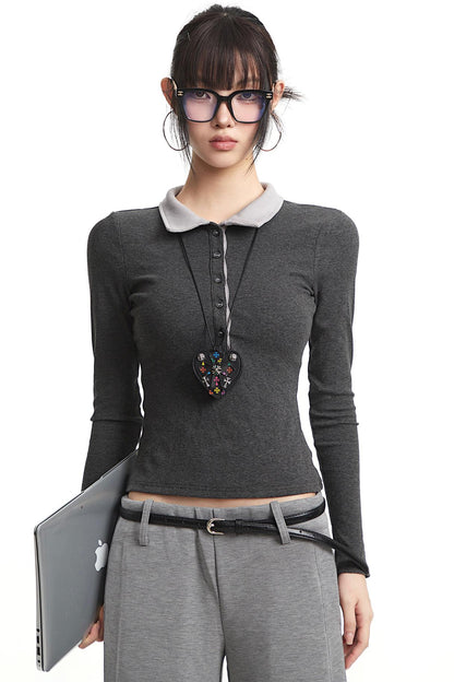 Dark Gray Polo Top