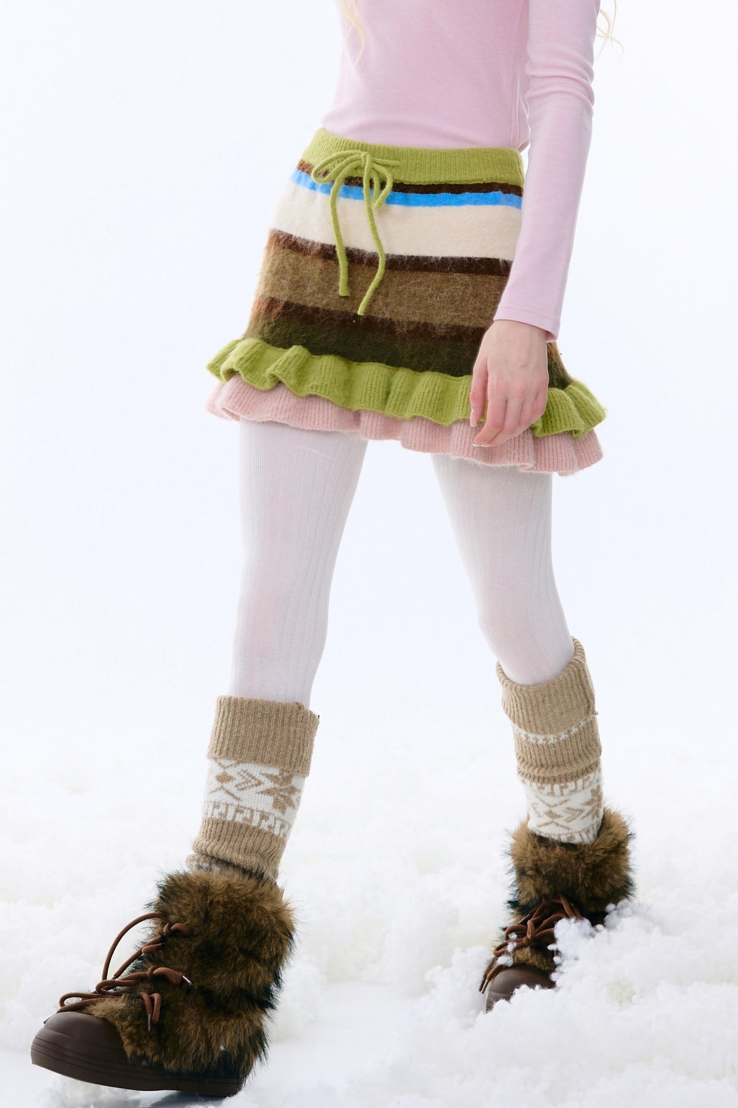 Retro Striped Knitted Skirt